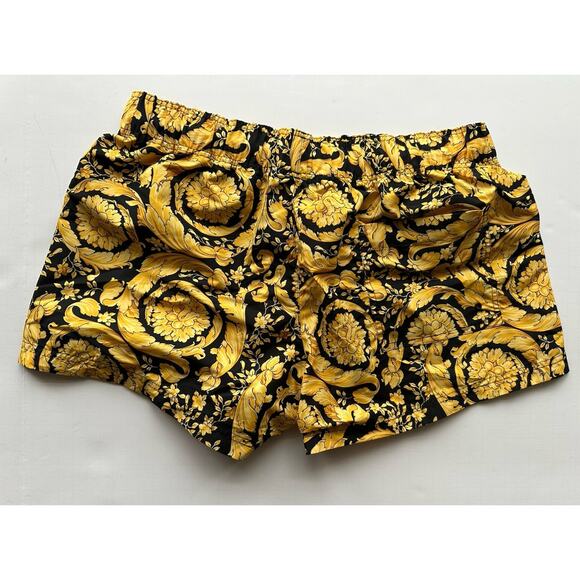 Versace Gold Print Logo Women’s Black Short Swim Shorts 8 US (42) ABD05032 NWT - Picture 3 of 8